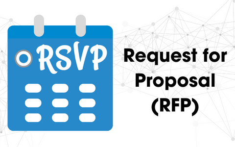 a blue notepad with RSVP in white text